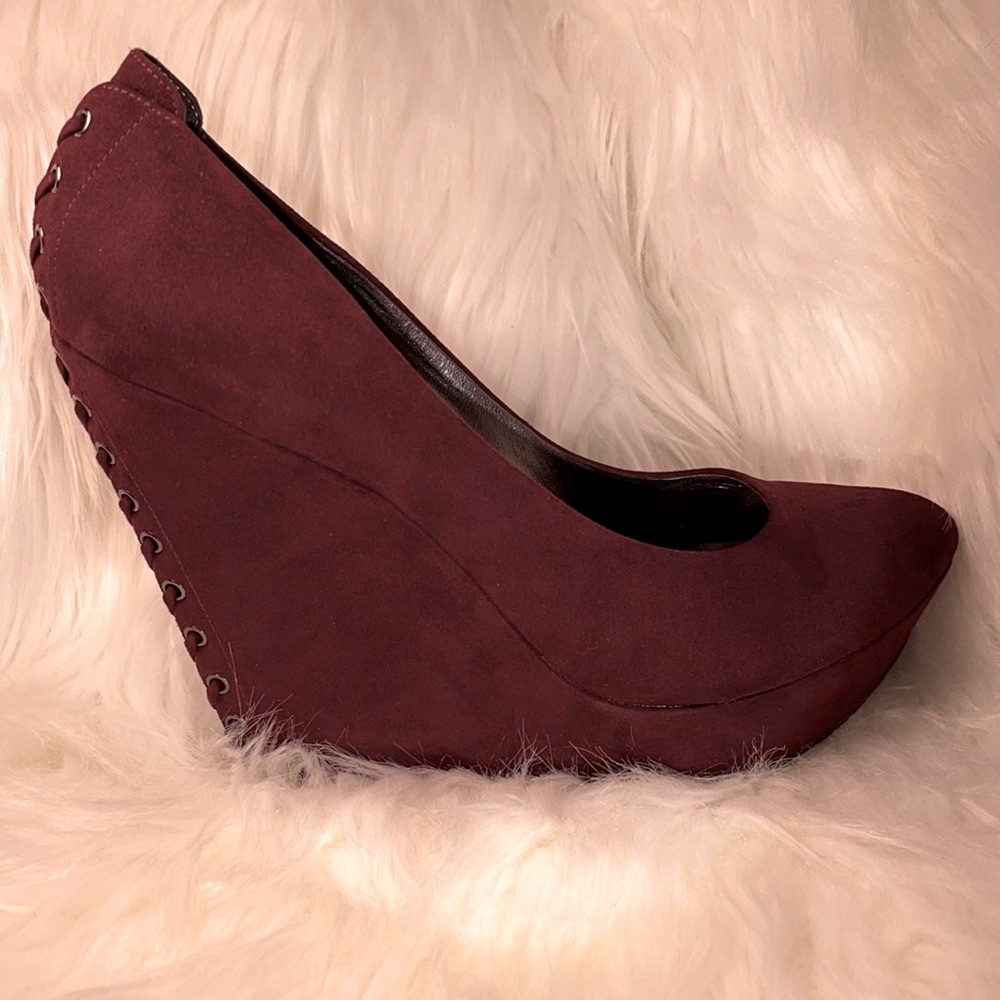 Guess by Marciano Burgundy Corset Wedge - Picture 6 of 12